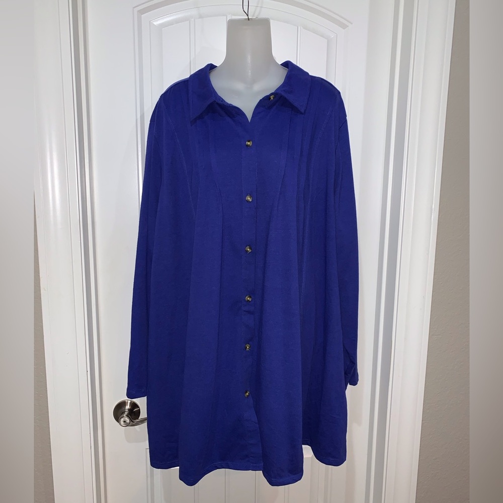 Woman Within Plus Blue Top NWOT